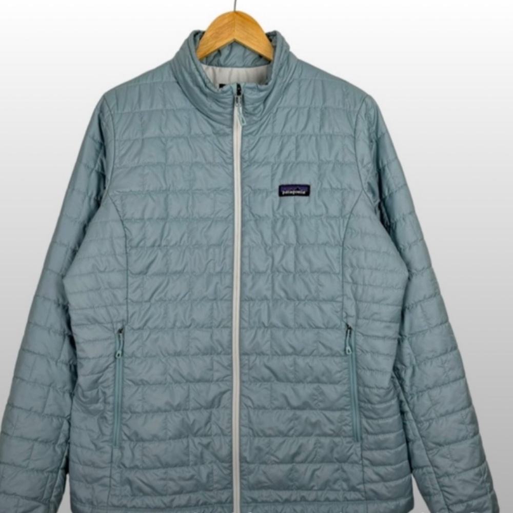 Patagonia Womens Nano Puff Quilted Full Zip Primaloft Lightweight Jacket Blue XL